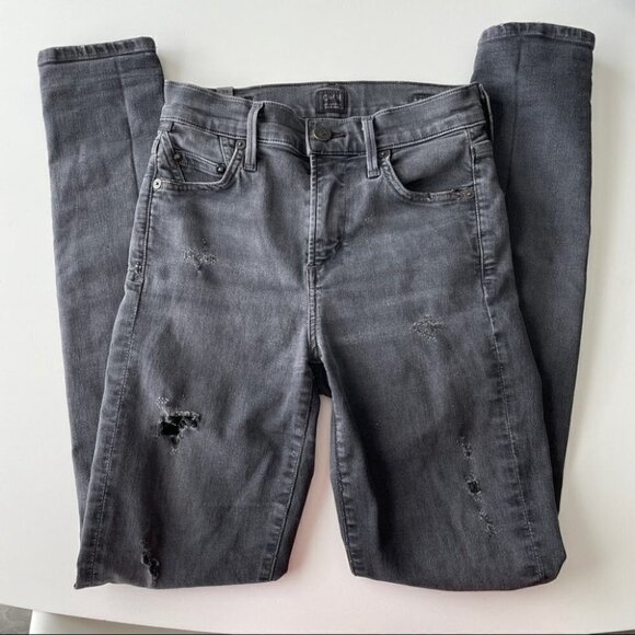 citizens of Humanity Rocket High Rise Skinny Jeans Black Ripped Womens 23 - Picture 2 of 7